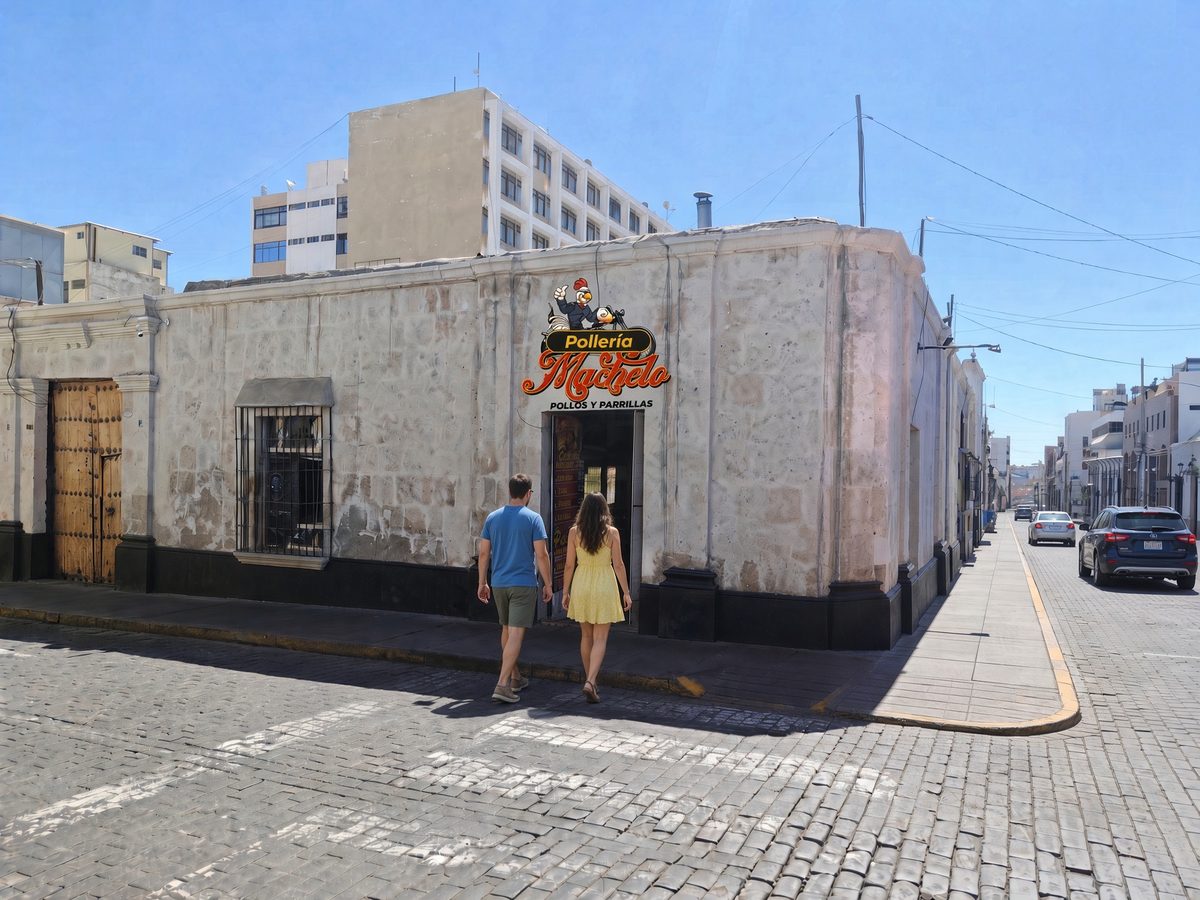 Fachada de Pollería Machelo en Calle Rivero 119, esquina con San Jose, Cercado - Arequipa